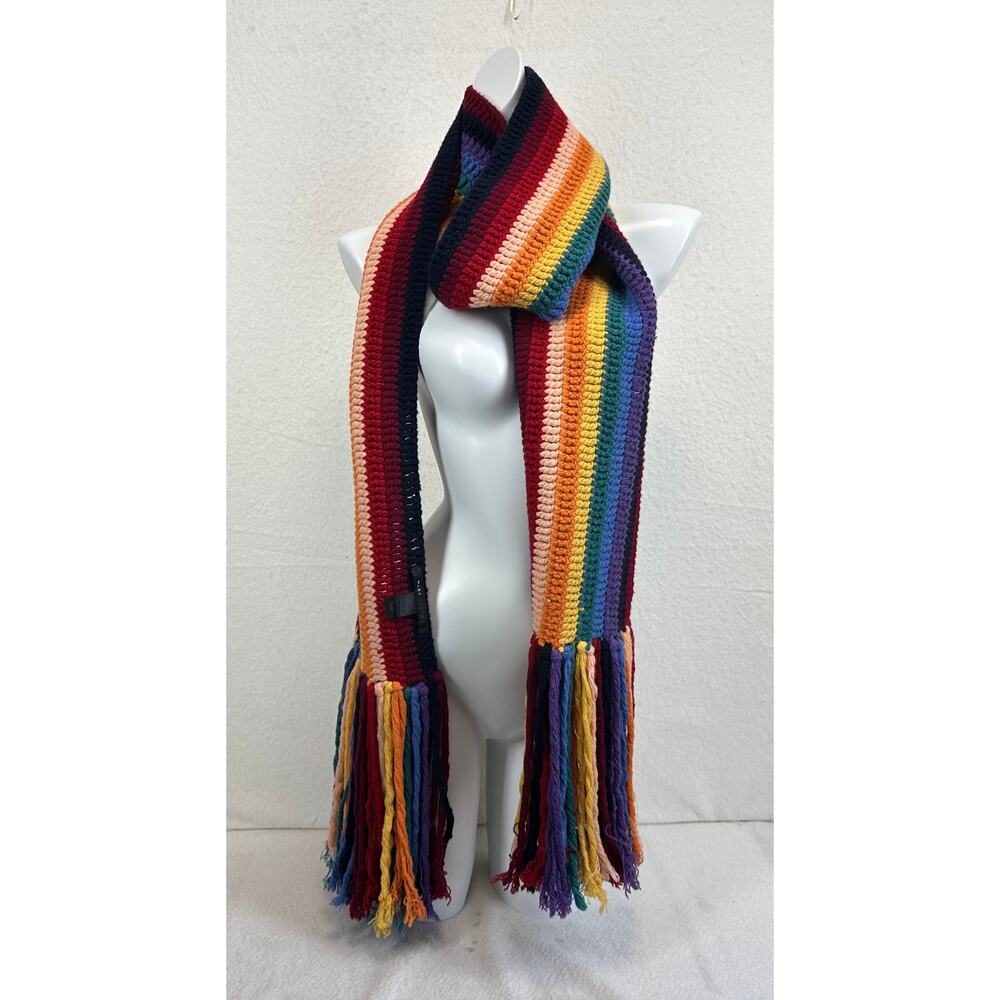 Marc Jacobs 100% Lambswool Rainbow Scarf Bold Casual Academia - Picture 2 of 7